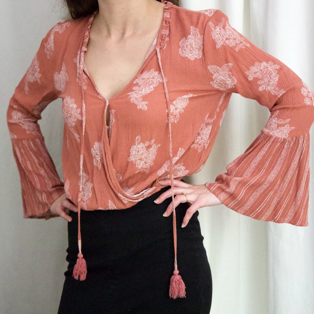 Lust & Wander Bell Sleeve Pink Top